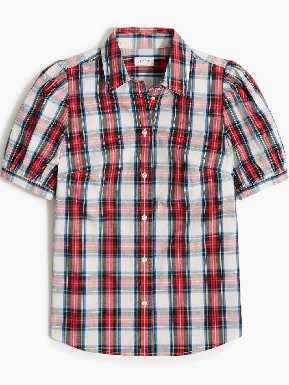 J.Crew Puff-Sleeve Tartan Plaid Shirt Size S
